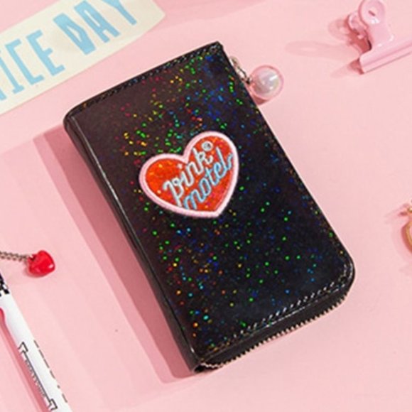 Bentoy Key Wallet Holographic Black "Pink Motel" - Picture 1 of 3
